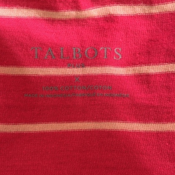 NWOT Talbots Women’s Pink And White Striped V-Neck Tee Size Plus X. - Picture 6 of 6